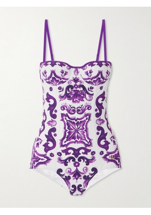 Dolce & Gabbana - Majolica Viola Printed Swimsuit - Purple - 1,2,3,4,5
