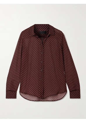 Nili Lotan - Gaia Polka-dot Silk Crepe De Chine Shirt - Burgundy - x small,small,medium,large,x large