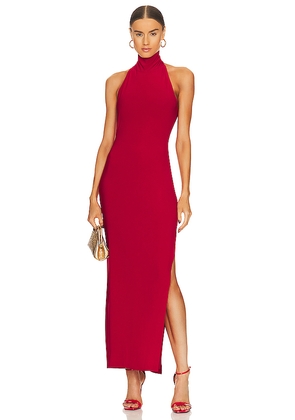 Norma Kamali Halter Turtleneck Side Slit Gown in Red. Size L. Also in XXS, XS, S, M, XL.