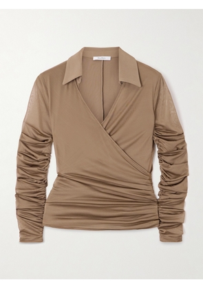 Max Mara - Aiello Stretch-jersey Wrap Blouse - Brown - x small,small,medium,large,x large