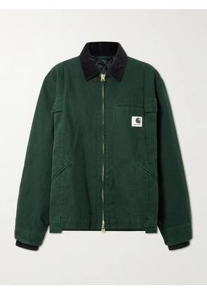 Sacai - + Carhartt Wip Duck Oversized Corduroy-trimmed Appliquéd Cotton-canvas Jacket - Green - 01,2