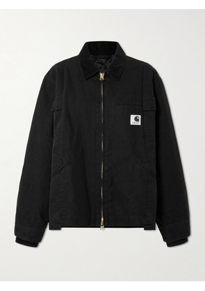Sacai - + Carhartt Wip Duck Oversized Corduroy-trimmed Appliquéd Cotton-canvas Jacket - Black - 01,2