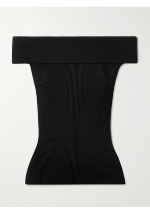 Givenchy - Off-the-shoulder Paneled Ribbed-knit Top - Black - x small,small,medium,large