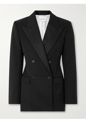 Givenchy - Double-breasted Faille-trimmed Grain De Poudre Wool Blazer - Black - FR 34,FR 36,FR 38,FR 40,FR 42