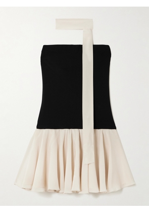 ESSE Studios - Illi Scarf-detailed Strapless Stretch-knit And Silk Crepe De Chine Mini Dress - Black - UK 4,UK 6,UK 8,UK 10,UK 12,UK 14