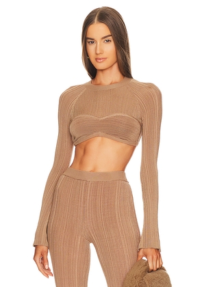 Michael Costello x REVOLVE Kadri Top in Brown. Size M. Also in S, XL.
