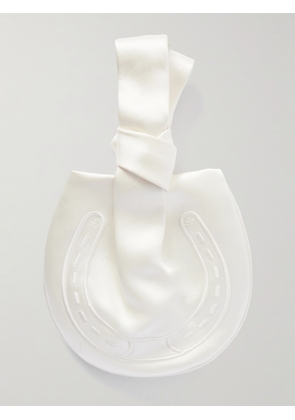 Anya Hindmarch - Tie The Knot Embroidered Satin Clutch - Ivory - One size