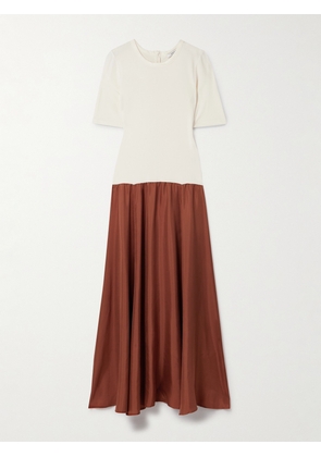 ESSE Studios - Stretch-knit And Silk-twill Maxi Dress - Ivory - UK 4,UK 6,UK 8,UK 10,UK 12,UK 14