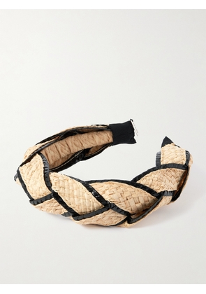 Gigi Burris - Ava Braided Grosgrain-trimmed Raffia Headband - Neutrals - One size