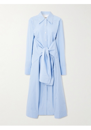 Jil Sander - Bow-detailed Striped Cotton-poplin Midi Shirt Dress - Blue - FR 34,FR 36,FR 38,FR 40,FR 42