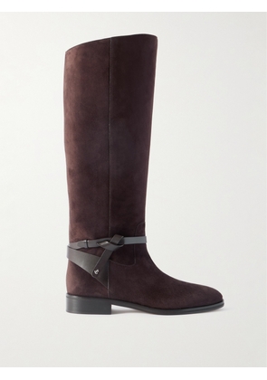Jimmy Choo - Lawton Leather-trimmed Suede Knee Boots - Brown - IT36,IT36.5,IT37,IT37.5,IT38,IT38.5,IT39,IT39.5,IT40,IT40.5,IT41,IT41.5,IT42