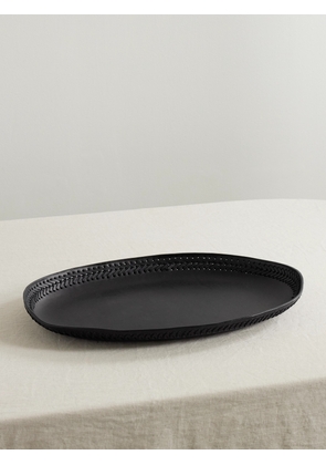 Hunting Season - Oval Whipstitched Leather Tray - Black - One size