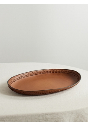 Hunting Season - Oval Whipstitched Leather Tray - Brown - One size