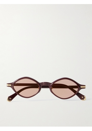 Cartier Eyewear - Signature Round-frame Acetate Sunglasses - Burgundy - One size