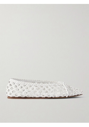 Le Monde Béryl - Regency Bow-embellished Woven Leather Ballet Flats - White - IT35,IT35.5,IT36,IT36.5,IT37,IT37.5,IT38,IT38.5,IT39,IT39.5,IT40,IT40.5,IT41,IT41.5,IT42
