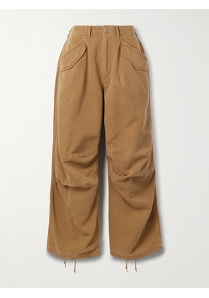 R13 - Gathered Cotton-twill Straight-leg Pants - Brown - 24,25,26,27,28,29