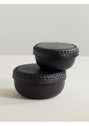 Hunting Season - Set Of Two Whipstitched Leather Boxes - Black - One size