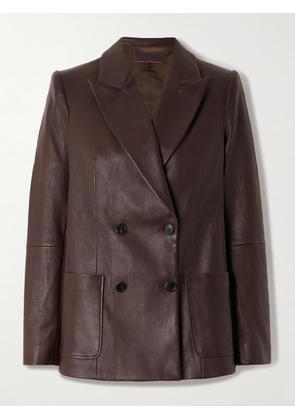 STOULS - Jones Double-breasted Leather Blazer - Brown - x small,small,medium,large,x large