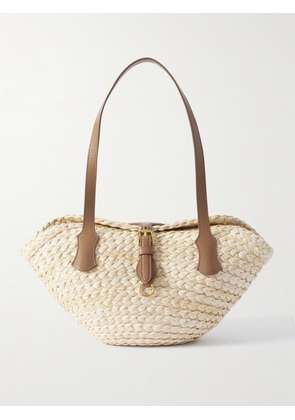 Dolce & Gabbana - Leather-trimmed Raffia Shoulder Bag - Neutrals - One size
