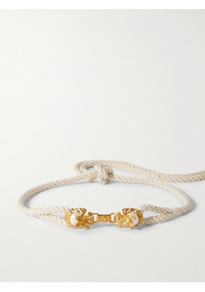 Sonia Petroff - Moonflower Faux Pearl-embellished Braided Rope Belt - White - One size