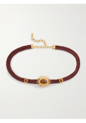 Sonia Petroff - Sun Embellished Braided Suede Waist Belt - Brown - S,M,L