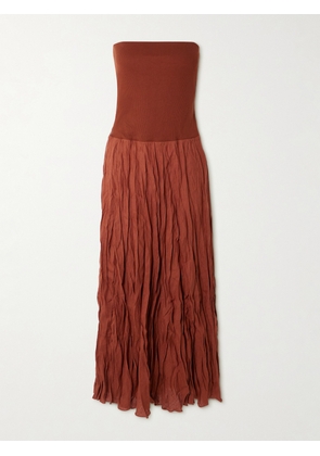 Johanna Ortiz - Light And Sound Convertible Crinkled Organic Linen-blend Maxi Skirt - Burgundy - US0,US2,US4,US6,US10