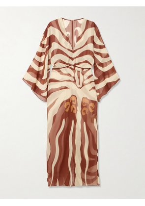 Johanna Ortiz - Spiritual Healers Printed Recycled-georgette Maxi Dress - Brown - US2,US4,US6,US8,US10,US12