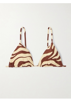 Johanna Ortiz - Konibo Tasseled Printed Recycled Triangle Bikini Top - Ecru - x small,small,medium,large,x large