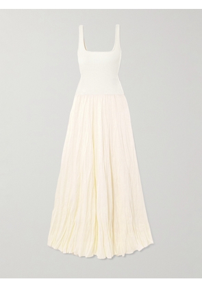 Johanna Ortiz - Mariner Ribbed Knit-trimmed Organic Linen-blend Poplin Maxi Dress - Ecru - US0,US2,US4,US6,US8,US10,US12