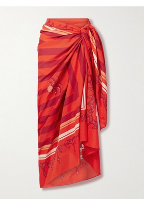 Johanna Ortiz - Printed Organic Cotton-voile Pareo - Red - One size
