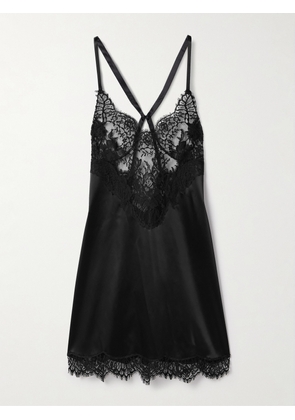 Dolce & Gabbana - Lace-trimmed Satin Mini Dress - Black - 1,2,3,4,5