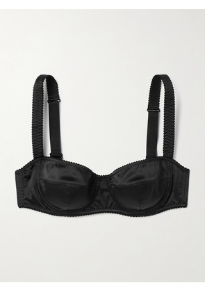 Dolce & Gabbana - Silk-blend Satin Underwired Balconette Bra - Black - 2B,4B,3B,5B,1B