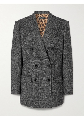 Dolce & Gabbana - Double-breasted Herringbone Wool-blend Blazer - Gray - IT36,IT38,IT40,IT42,IT44,IT46