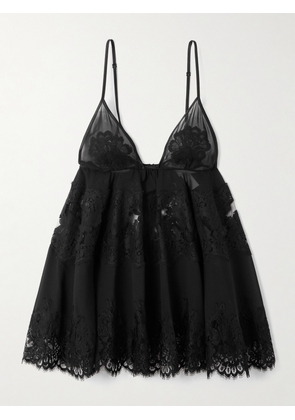 Dolce & Gabbana - Scalloped Lace-trimmed Chiffon Camisole - Black - 1,2,3,4,5