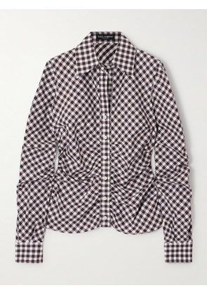 Dolce & Gabbana - Ruched Gingham Cotton Shirt - Brown - IT36,IT38,IT40,IT42,IT44,IT46,IT48,IT50