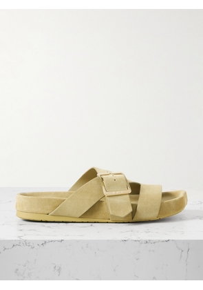 LOEWE - Ease Buckled Suede Slides - Neutrals - FR37,FR38,FR39,FR40