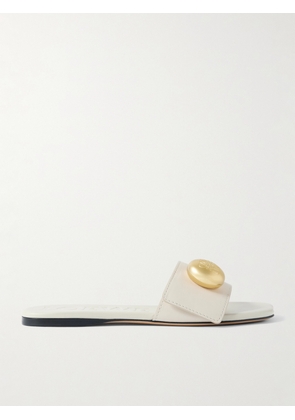 LOEWE - Pebble Embellished Leather Slides - Cream - FR35,FR36,FR37,FR38,FR39,FR40,FR41