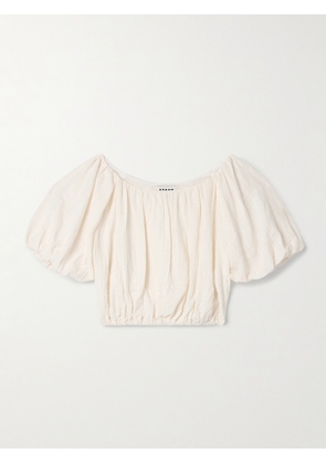 STAUD - Cayman Cropped Gathered Cotton-gauze Top - Cream - x small,small,medium,large,x large