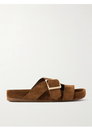 LOEWE - Ease Buckled Suede Slides - Brown - FR37,FR38,FR39,FR40,FR41