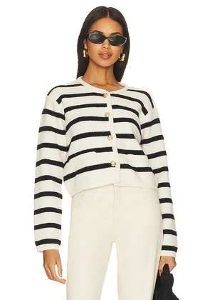 Line & Dot Benni Stripe Cardigan in Black,Ivory. Size L. Also in XL.