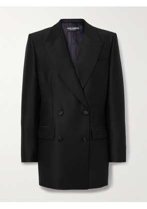 Dolce & Gabbana - Double-breasted Wool And Silk-blend Satin Blazer - Black - IT38,IT40,IT42,IT44,IT46