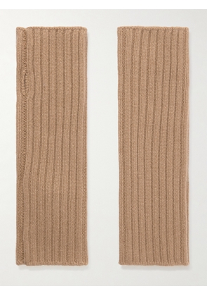 Yves Salomon - Ribbed Cashmere Fingerless Mittens - Neutrals - One size