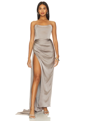 Katie May Bita Gown in Metallic Silver, grey. Size L. Also in S, XXS, XS, M.