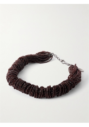 Brunello Cucinelli - Silver-tone Beaded Necklace - Burgundy - One size