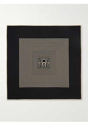 TOTEME - Striped Silk Crepe De Chine Scarf - Black - One size