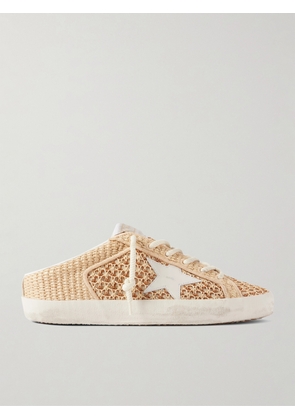 Golden Goose - Superstar Sabot Distressed Leather-trimmed Raffia Slip-on Sneakers - Neutrals - IT35,IT36,IT37,IT38,IT39,IT40,IT41,IT42