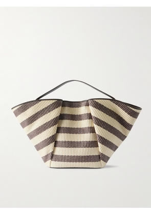 Brunello Cucinelli - Leather-trimmed Striped Raffia Tote - Brown - One size