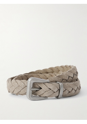 Brunello Cucinelli - Cinta Woven Suede Belt - Gray - XXS,XS,S,M,L,XL