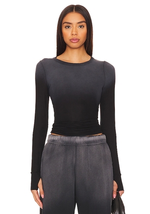 Michael Lauren Alick Rib Ombre Long Sleeve in Black. Size L. Also in XS, S, M, XL/1X, XXL/2X.