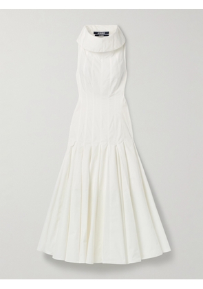 Jacquemus - Triana Paneled Pleated Cotton-poplin Midi Dress - White - FR 32,FR 34,FR 36,FR 38,FR 42